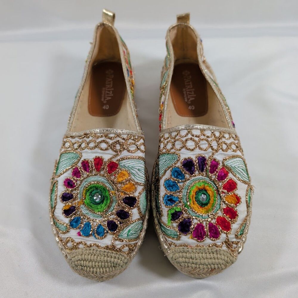 Patrizia by Spring Step Espadrille Slip On Shoes Floral Embroidered Size 40